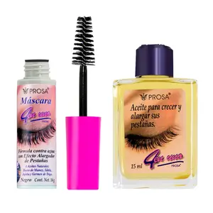 PROSA Mascara and Lash Oil Bundle –  Efecto Alargador A Prueba de Agua + Aceite Para Pestanas - Volumizing Mascara, Eyeliner, and Clear Mascara, Lash growth Makeup Eyelash Cosmetic