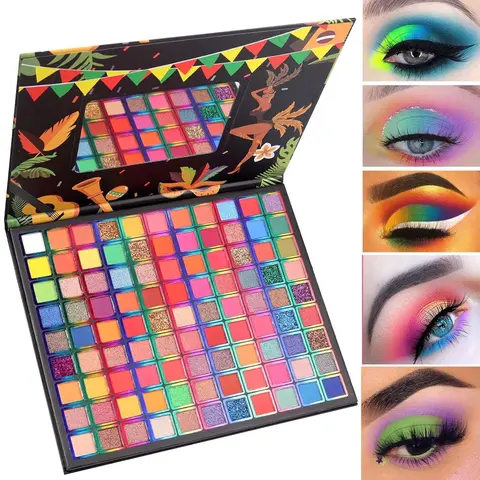 99-Color "Brazilian Carnival" Cosmetic Eyeshadow Palette - Beauty Eyeshadows Professional Makeup Kit with Vibrant & Intensely Pigmented Shimmer/Matte Finishes for Stage, Editorial and Bold Eye Art, Highly Pigmented Shades, Glitter Shimmer Eyeshadow