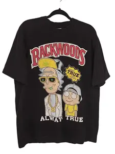 Backwoods Mens Xl Tshirt Always True Mens Xl Tshirt Black, Short Sleeve Crew Neck T-Shir, Fitted, Pull On, Casual, Unisex Cotton T-Shirt