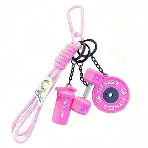 Stress Relief Mini Gym Buildable Dumbbell Keychain 5KG Silicone Charm Creative Gift for Couple Interaction Fitness Enthusiasts Dopamine Silicone Material Versatile Use