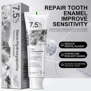 Nano Hydroxyapatite Toothpaste 7.5% nHAP 4.76 oz Enamel-Strengthening Fluoride-Free Natural Peppermint for Sensitive Teeth Dental Care - Toothbrush
