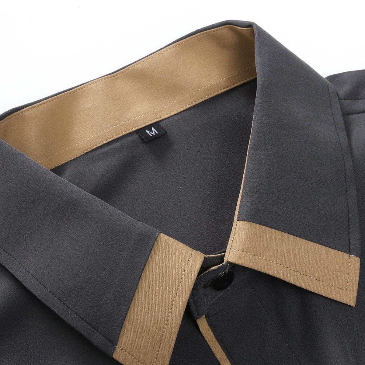 Pack of 5 Casual Color Block Men's Long Sleeve Button Down Shirt, Men's Spring & Autumn Mature Shirt