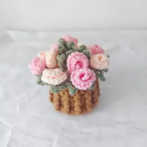 Name Purely Handmade Yarn Crochet Heat Insulation Mat Desktop Ornament Creative Holiday Gift Rose Flower Coaster Finished Product Ideal for Home Decor festive halloween figurine decorative statue