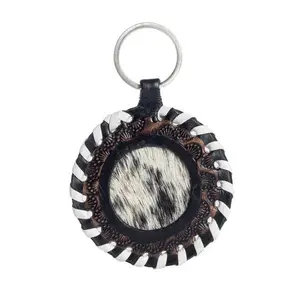 Protector Charm Leather Key Chain Black