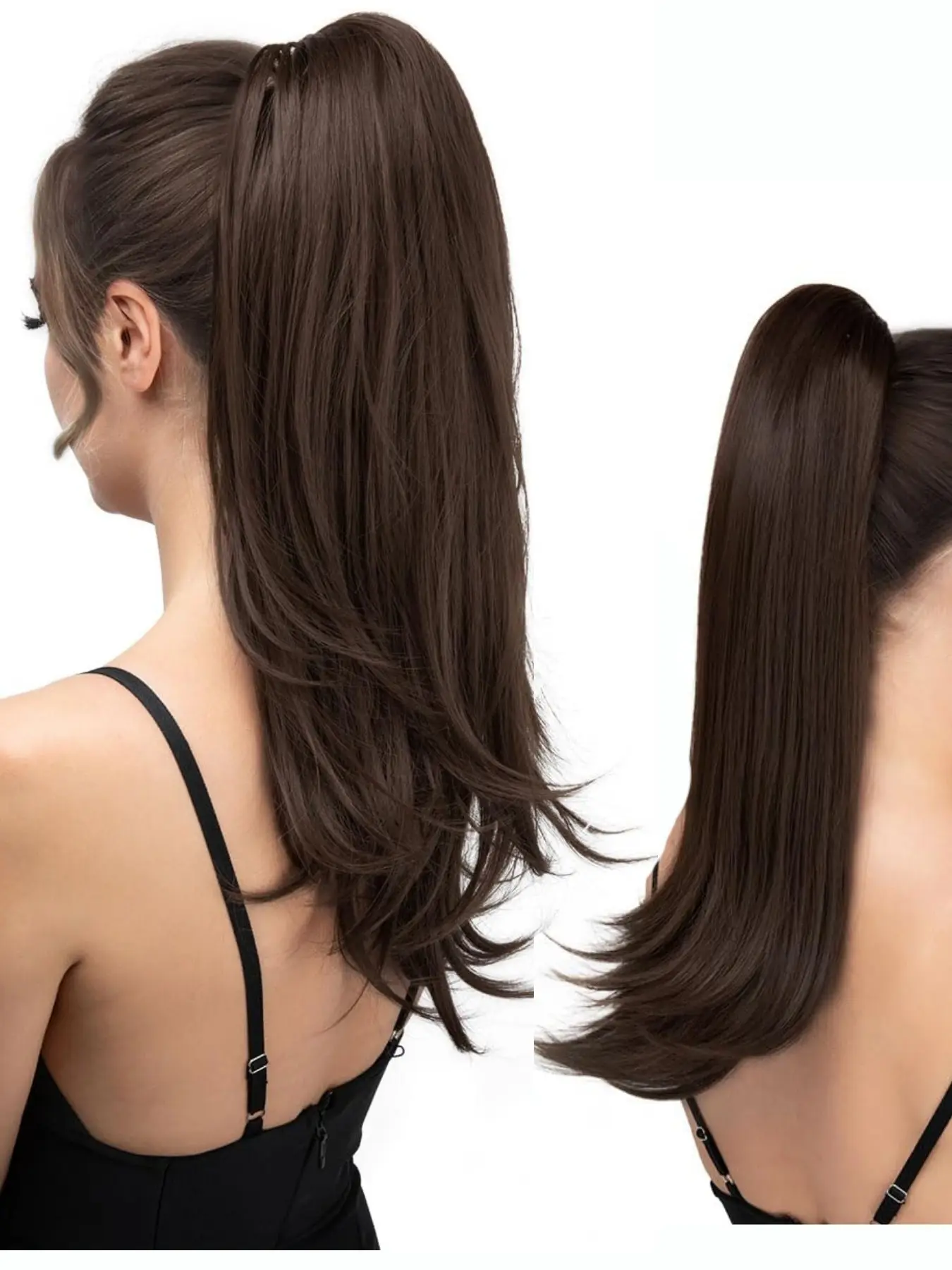 Women's New Layered Curly Clip-In Ponytail Extension, Synthetic Fiber Fake Hair Tail, Long Wigs for All Seasons, Synthetic Ponytail Hairpieces
