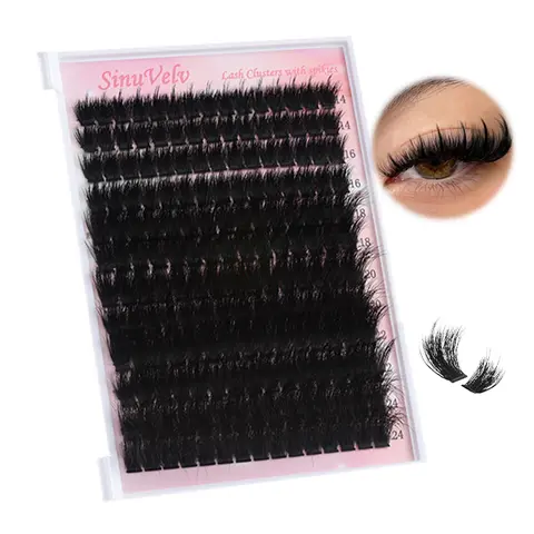 Manga Lash Clusters Extension Set, Spiky Thick Fluffy False Eyelashes, 300D 14-24MM D Curl DIY Lashes Clusters, Reusable Makeup Pack (Beauty & Personal Care, False Eyelashes & Adhesives)