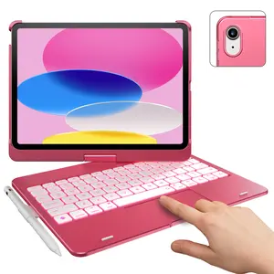 typecase Touch iPad 11th 10th Generation Case with Keyboard (11" 2025, A16 & 10.9" 2022) – 360° Rotatable, 11-Color Backlit, Multi-Touch Trackpad, Pencil Holder, Thin & Light
