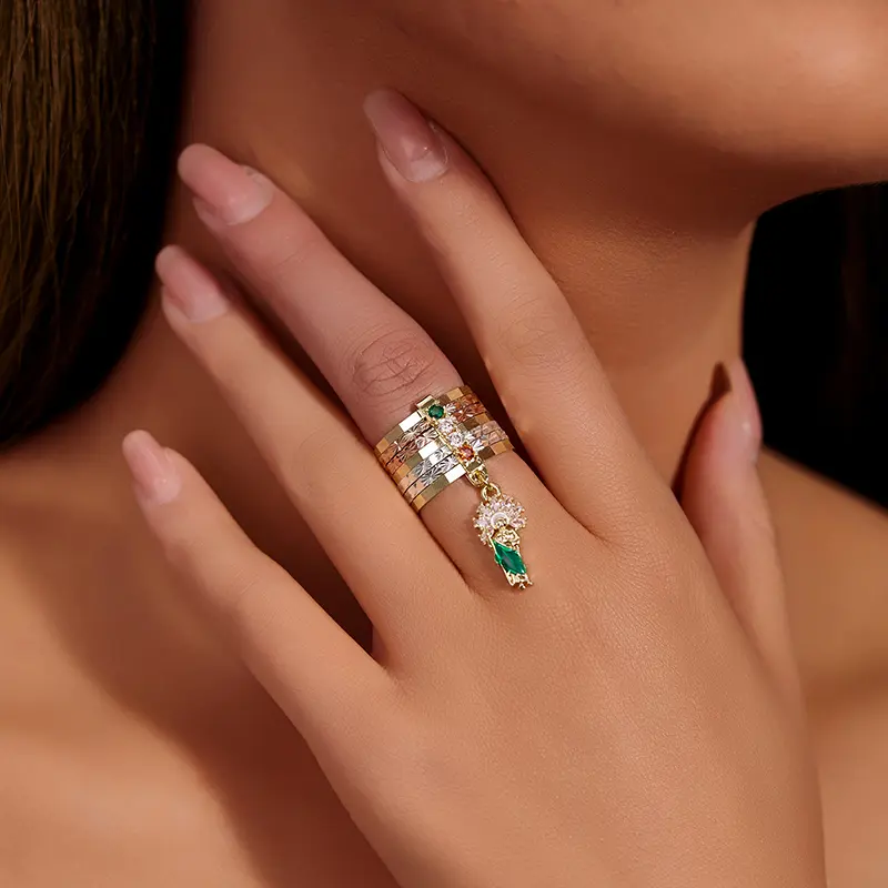 1pc Handmade Three-Color Holy San Judas Tadeo Ring With Random Gem Colors, Suitable For Daily And Festival Wear For Ladies, Ideal Gift For Friends And Besties