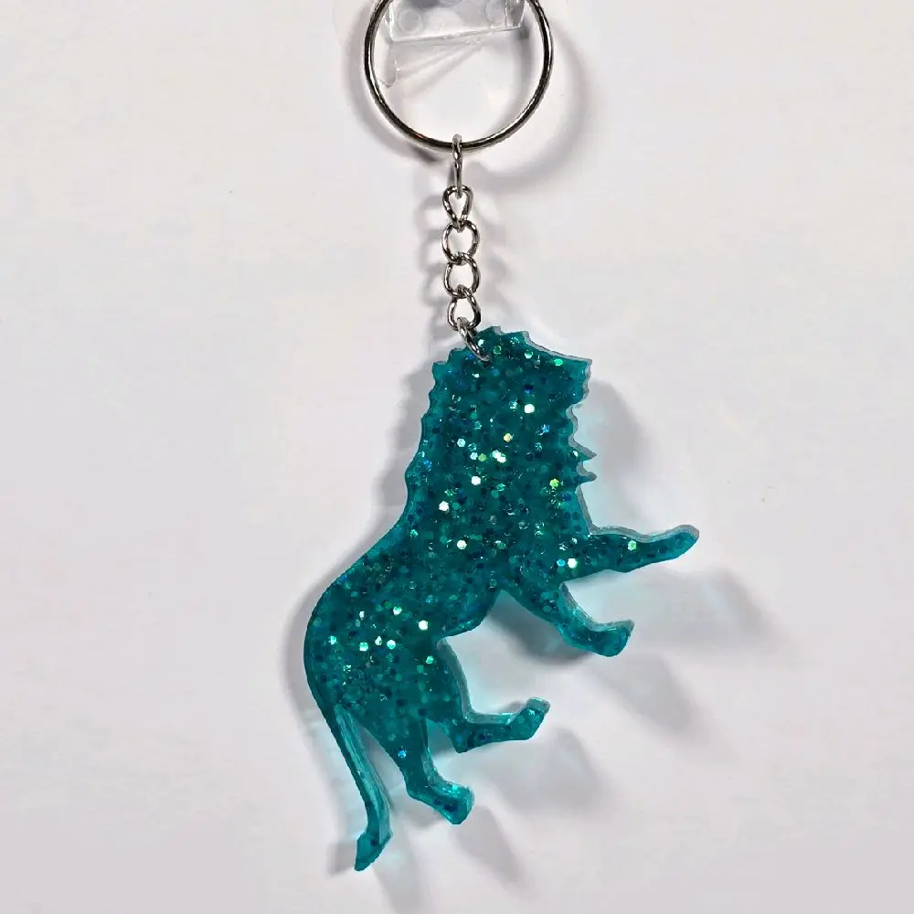 K&B Kreations Leo Zodiac Keychain - Bold Blue Glitter UV Resin Lion Charm for Leo Lovers Handmade Keychain Gift For Her Astrology Gift