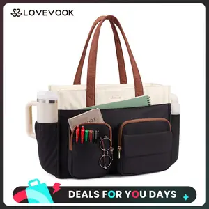 【NEW IN】LOVEVOOK Teacher Tote Bag for Women,Multi-pocket Laptop Bag with Large Cup Holder,Nurse Bags Work Travel Computer Handbag