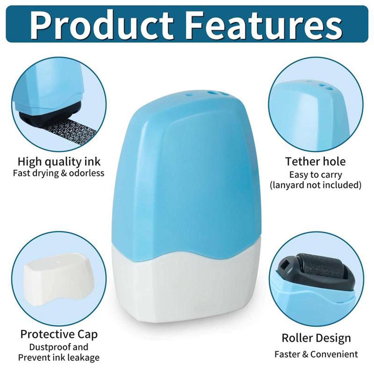Identity Theft Protection Roller Stamp, 1 Count Confidential Roller Stamp, Anti Theft, Privacy & Security Stamp, Information Blocker, Refill Ink, Designed for ID Account Data Address Security