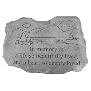 212 MAIN Cast Stone Grief Remembrance Memorial Stone (16x10.5in) - Weatherproof Collectible Cultural Art Decor, Outdoor Safe, Indoor Home Decoration, Included Stickers & Wall Signs