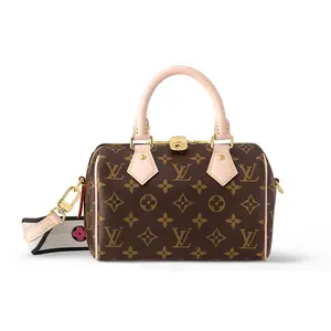 Louis Vuitton Speedy 20 Handbag for Women – Classic Monogram Canvas with Leather Trim, Detachable Adjustable Strap, Pillow Shape, Brown