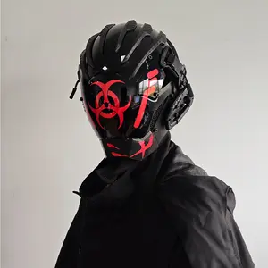 Men's Fashion Cold Punk Mask, Decal Design, Full-Face Halloween Cosplay Accessory, Music Festival Party Mask, Perfect Gift for Adults, Cyberpunk Mask
