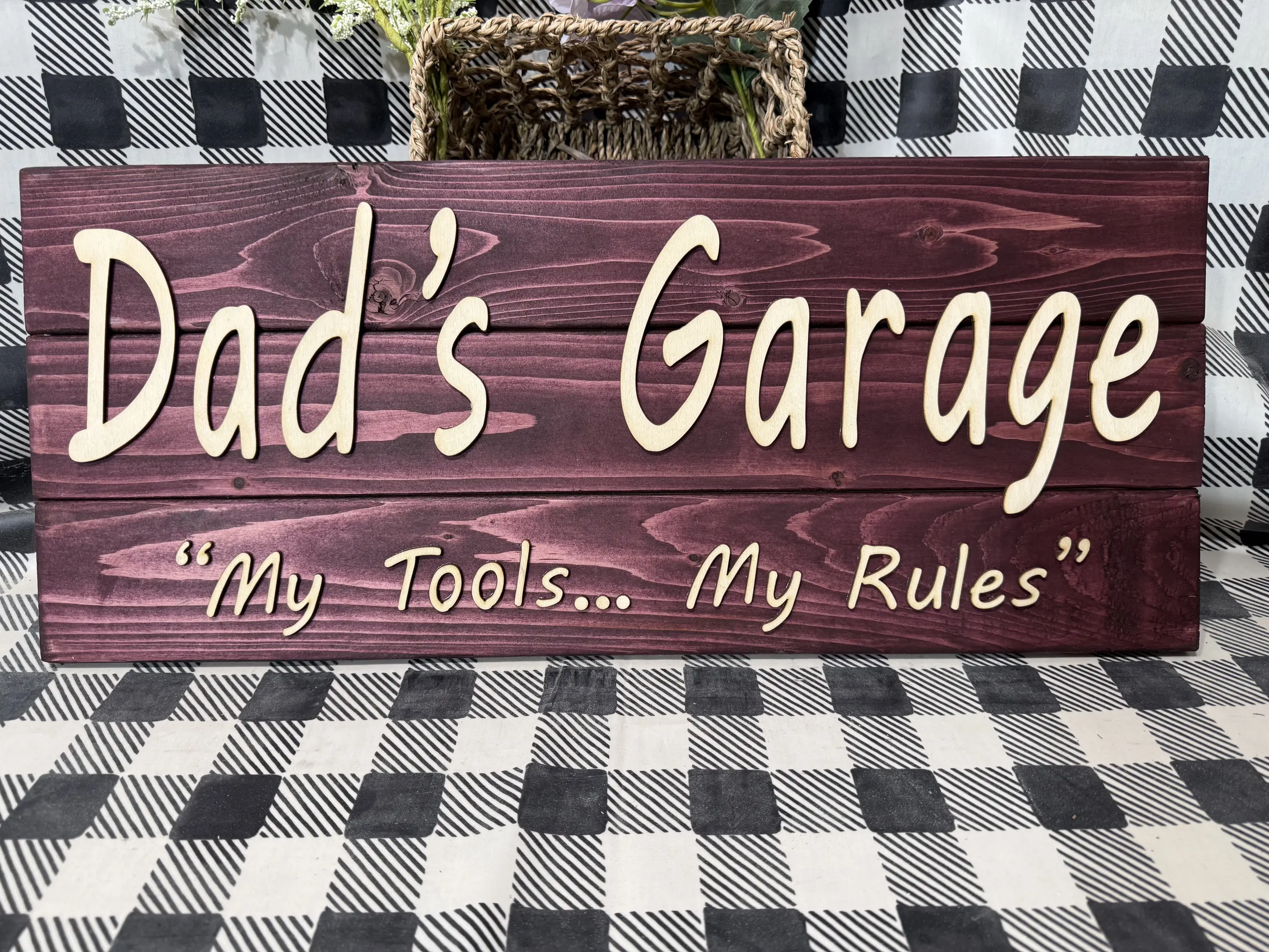 Custom Dad Garage Sign, Personalized Home Decor Plaque for Father's Day
