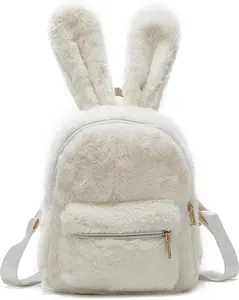 Cute Backpacks for Women Rabbit Ears Backpack Fluffy Shoulder Bag Satchel