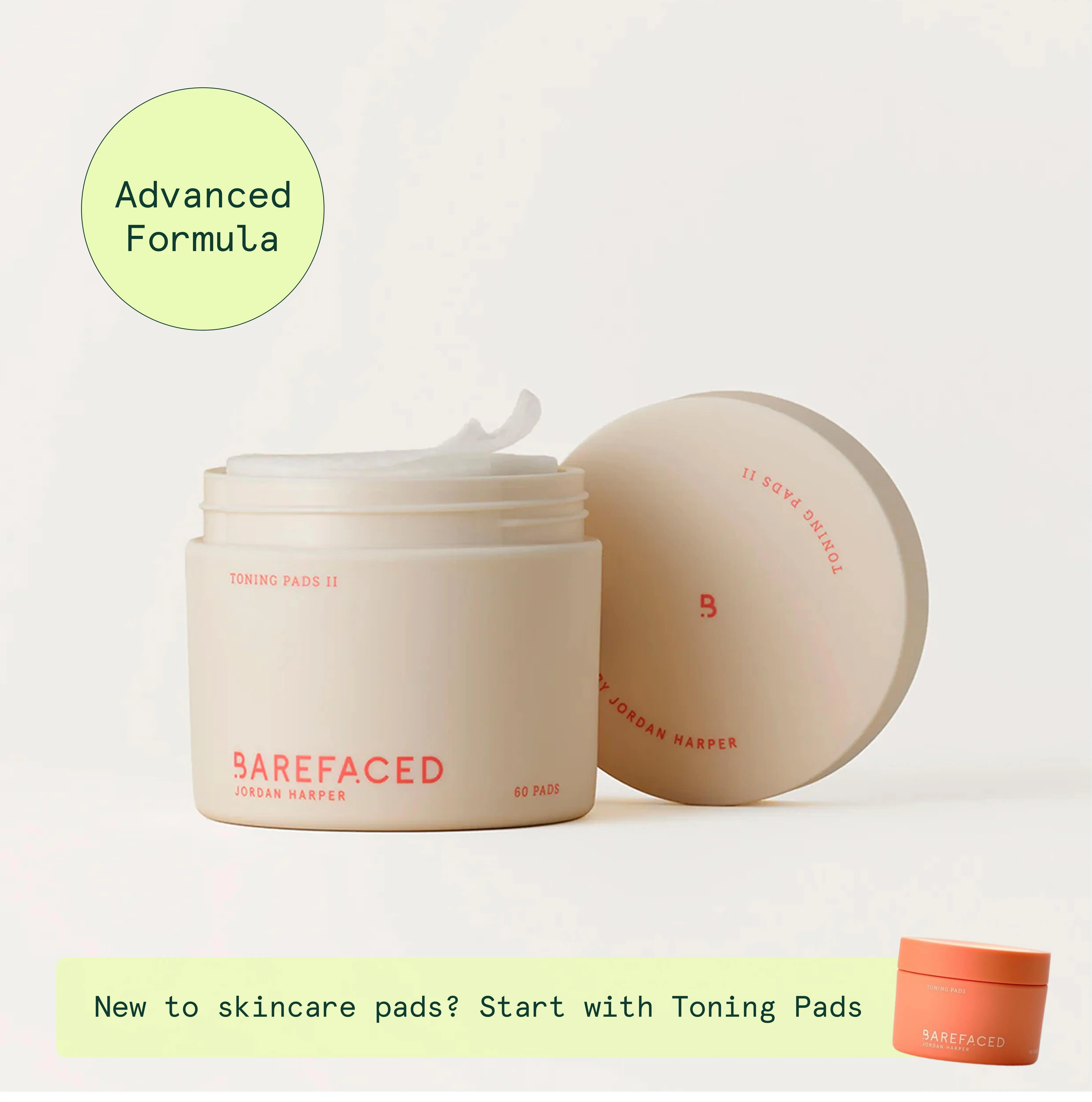 Barefaced Toning Pads II, Advanced 5% Glycolic Acid Exfoliating Face Pads with Salicylic Acid, AHA BHA Toner for Oily & Combination Skin, Smoother Texture & Clearer Pores, 60 Count Exfoliate Oily Skin