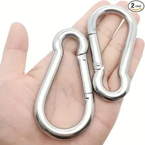 304 Stainless Steel Spring 2pcs 300 Lbs Load Outdoor Camping Fishing Hammock Swing Travel Backpack Key Chain Hooks