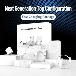 【Back-to-school gift】Upgraded 6-in-1 Magnetic Charging & Audio Kit – 20W Fast Charge Power Bank, Wireless Charger, Bluetooth 5.3 Earbuds, Type-C & Lightning Cables, Adapter, Enhanced Magnetic Ring, All-in-One Travel Set for Android & iOS Devices