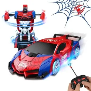 Transform RC Cars for Boys 4-12, 2.4Ghz Remote Control Car, 1:18 Scale Transforming Robot, One-Button Deformation 360° Rotation, Rechargeable Batteries Included, High-Quality ABS Plastic Gift Set with Eye and Underbody Lights, Gifts for Boys 3-6