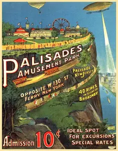 POSTER PALISADES AMUSEMENT PARK NEW JERSEY USA TRAVEL VINTAGE REPRO FREE .Poster Decorations, Holiday Poster - Halloween Party Decorations.Wall Decor.Poster Gift For Holiday, Halloween, Birthday, Christmas