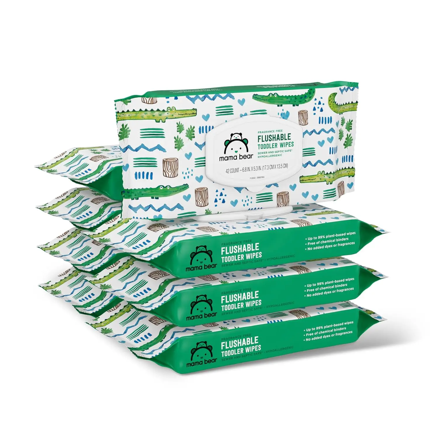 Brand - Mama Bear Fragrance Free Hypoallergenic Flushable Toddler Toilet Wipes, 336 Count (8 Packs of 42)