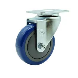 4" Swivel Caster with Blue Polyurethane Wheel - 350 lbs Capacity per Caster - Service Caster Brand