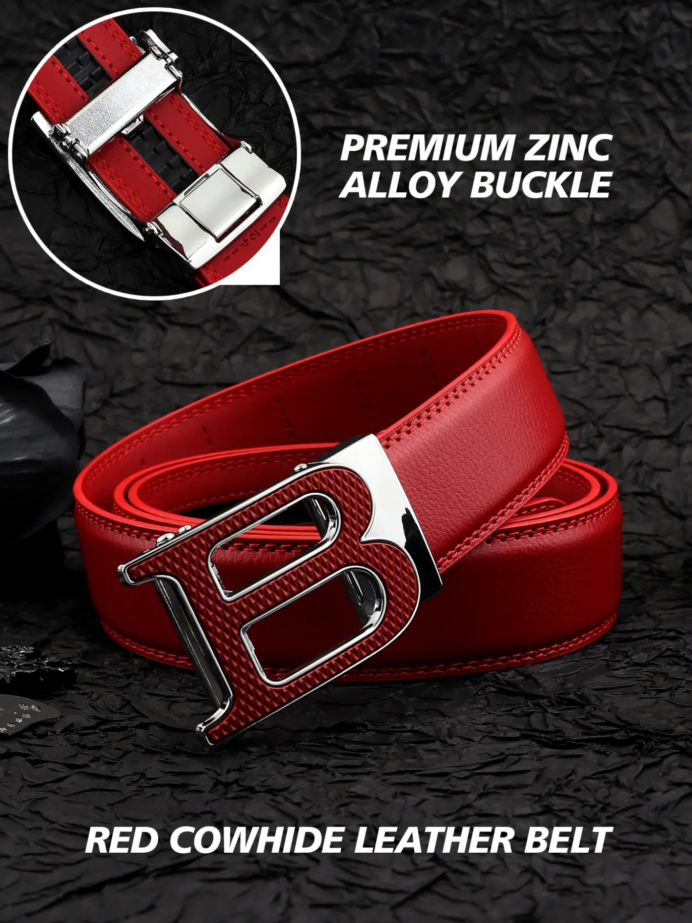 Men's Business Fashion Letter B Design Belt, Casual Modern Waistband for Jeans Trousers, Fashion Leather Belt for Party, Daily Decor, All-match & Exquisite Belt for Gift, Trendy Exquisite Belt, Genuine Cowhide Belts