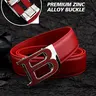 Men's Letter B Buckle Genuine Cowhide Leather Belt, Business Casual Versatile Waist Belt for Jeans, Ideal Exquisite Gift for Daily and Party Occasions, Real Leather Belt