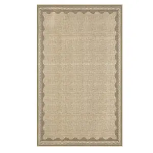 9x12 ft Polyester Synthetic Decorative Rug Mat, Oversized Rectangular Vegan Area Rug with Scalloped Edge Modern Design, Low-Pile Weave Stain-Proof Machine-Washable for Indoor Bedroom Living Room, Oversized Area Rugs