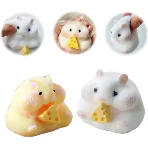 2pcs Squishy Hamster Squeeze Toys,3inch Big Cute Soft Hamster Squishy Toys,Stress Relief Squishies for Kids Party Favors, Pinch Family, Fidget Toys Suitable Adults Kids Big