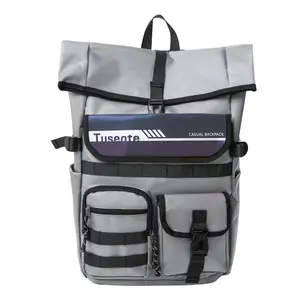 Oxford fabric backpack, one-size-fits-all, open-top, with lettering