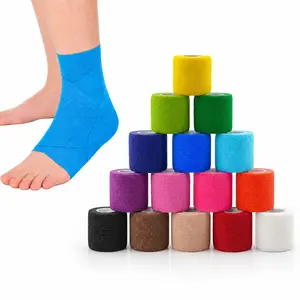 3in x 5 yards  self-adhesive elastic bandages, ,6pack  15pack with self-adhesive, flexible, breathable non-woven rolls;suitable for sports protection, ankle sprains, pet care,tattoos and swelling assistance.
