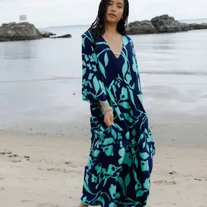 FLORAL KAFTAN - Navy