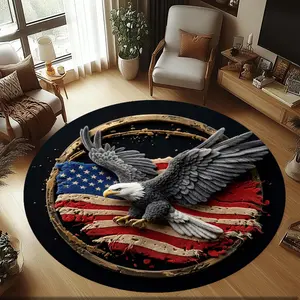 Eagle Flag Badge Stylish and creative printed round rug, hallway/balcony rug, bathroom/entrance doormat, home décor, living room/bedside rug, Halloween/Christmas/birthday gift.