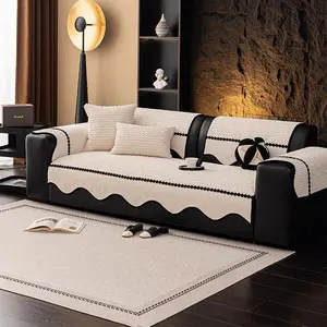 Wave Edge Sofa Cover, Soft Couch Protector, Detachable Washable Pet Friendly, Soft One-Piece Sofa, Skin-Friendly, Child Safe, Anti-Scratch, Multi-Scene Use
