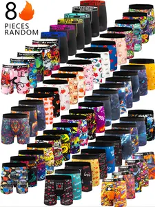 Men's Digital Print Graffiti Fashion Long Briefs, High Elasticity Comfortable Swimwear, Sports Pants, New Style Underwear, Cycling Shorts