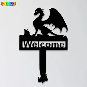 1pc Dragon Welcome Metal Wall Art,Dramatic Dragon Welcome Statue Mural, Ideal Gift for New Year, Easter, Fantasy Decor Enthusiasts, Rust-Resistant Metal Wall Decor Wall Sculptures, Perfect for Entryway Wall & Garden Fence, Charming Home Decor Accent