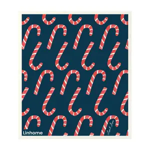 Holiday Nutcracker Collection Candy Cane- Linhome x Liesel Anne Swedish Dishcloths - 1 Pack