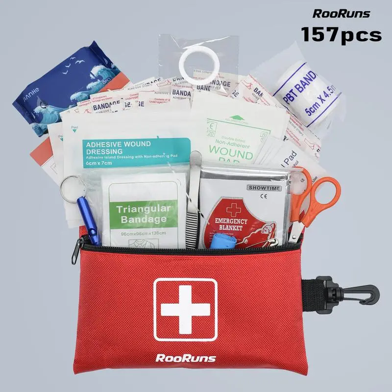 157-Piece Portable Emergency Kit, Compact Lightweight Travel Friendly Wound Closure Medical Healthcare Supplies, Easy-to-Carry Kit for Cars & Travel, Wound Closure Kit