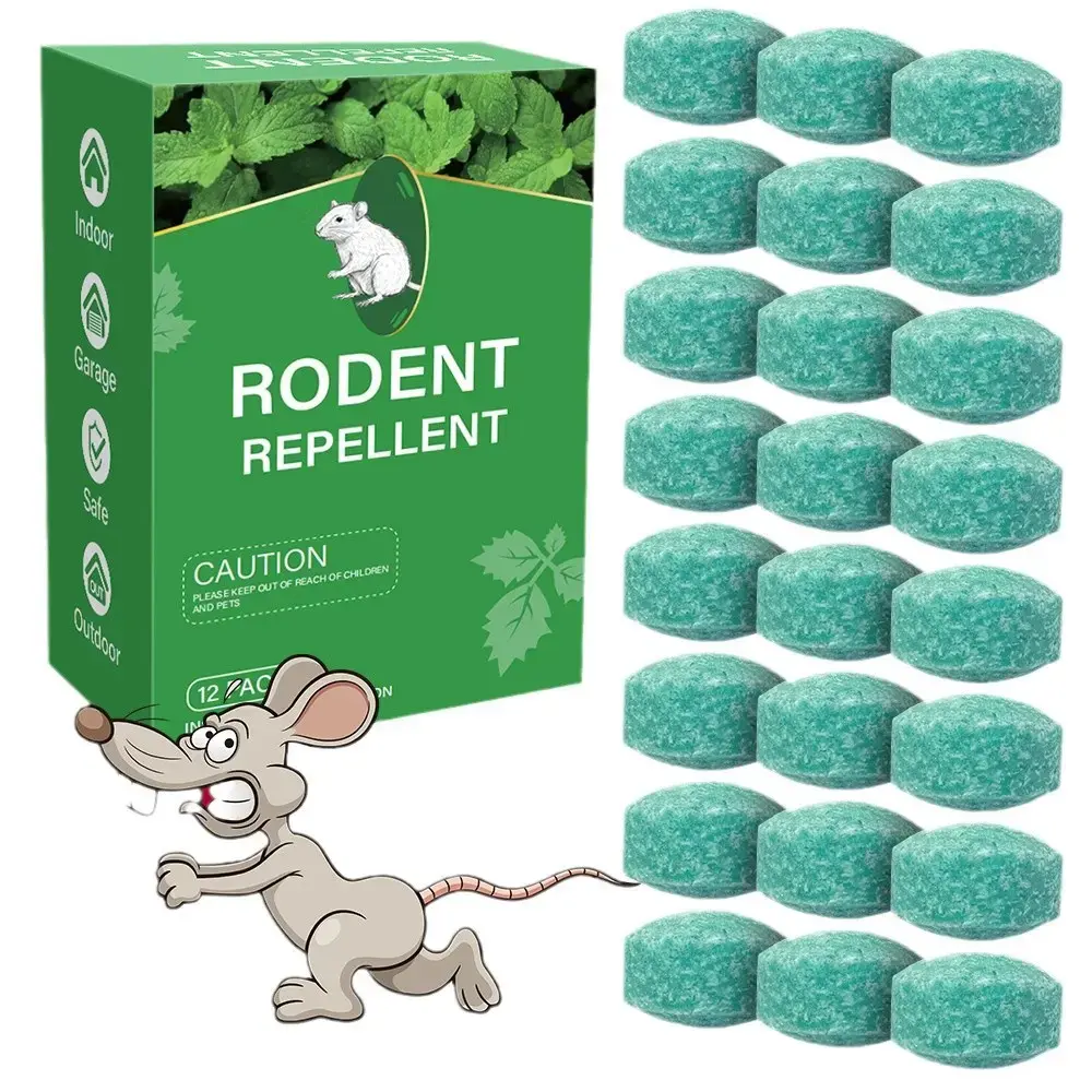 Mouse Rat Repellent Pouches - 12-Pack Natural Peppermint Oil Rodent Deterrent, Non-Toxic Indoor Insect Control, Safe, No Battery, Repels Mice for Homes, Cars, Garages, People & Pet Friendly