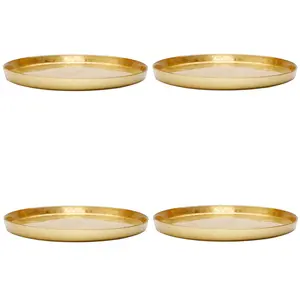 Gold Glitter Salad Plates with Raised Rims, Set of 4