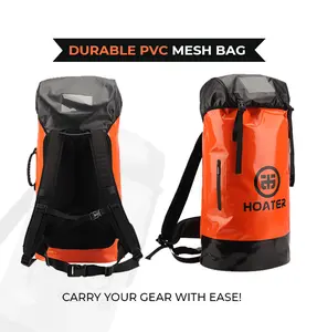 Durable 45L Waterproof PVC Mesh Backpack with Roll-Top Closure - Heavy-Duty Outdoor Gear Bag for Weekend Trips