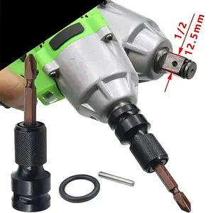 Electric Hammer to Drill Converter, Extensible  1/2 inch Square Drive to 1/4 inch Hex Female Converter with O-ring and Pin Multifunctional Universal Extension Tool