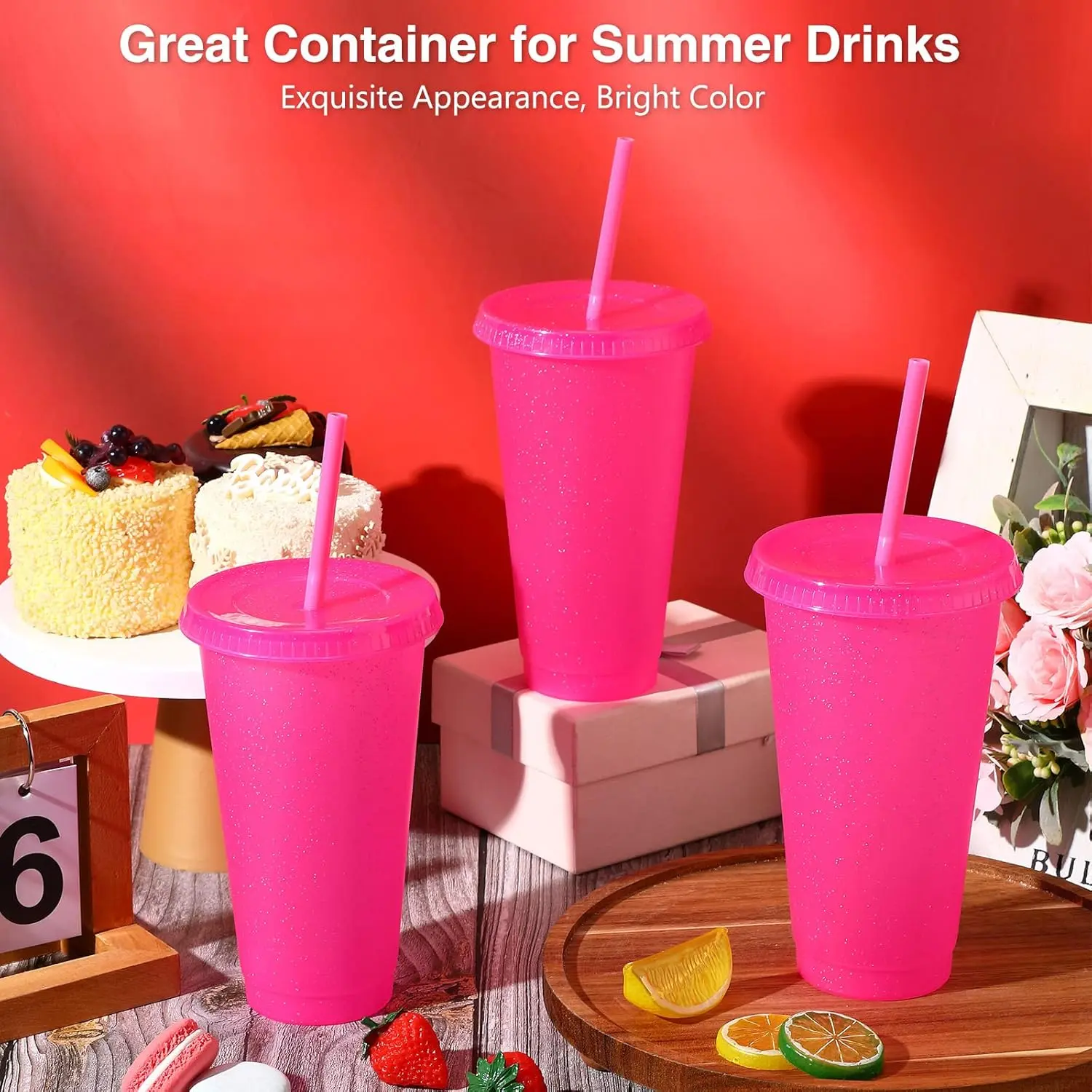 12 Pcs Reusable Glitter Cups with Lids and Straws 24 oz Plastic Tumbler  Iced Coffee Cup Travel Mug for Smoothie Juices Birthdays Sleepover Party  Supplies for Girls (Hot Pink) - TikTok Shop