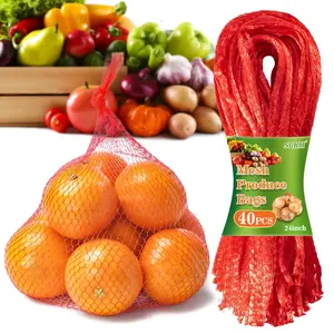 90 Mesh Vegetable and Fruit Bags - 24-inch Mesh Vegetable Bags, Onion Preservation Nets, Fruit and Seafood Preservation Nets, Suitable for Vegetables, Fruits, Seafood and Other Produce, Red