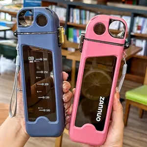 Square Water Cup for Women, Summer Stylish Design, Large Capacity, Portable Plastic Sports Bottle.