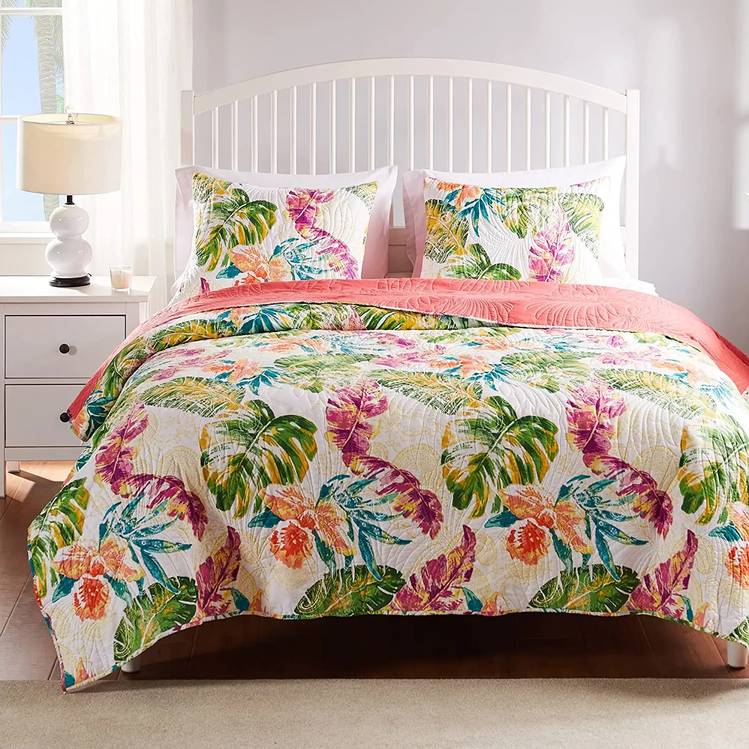 Greenland Home Tropics GL-2104AMSQ Quilt Set 3-Piece Full/Queen