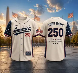 Custom USA 250th Anniversary Baseball Jersey, Personalized Name Number Fourth of July Shirt