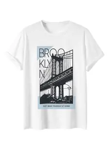 Brooklyn Bridge Nyc Graphic T-Shirt, Urban Art Style, Fitted Long Sleeve Tee, Perfect for New York City Travel